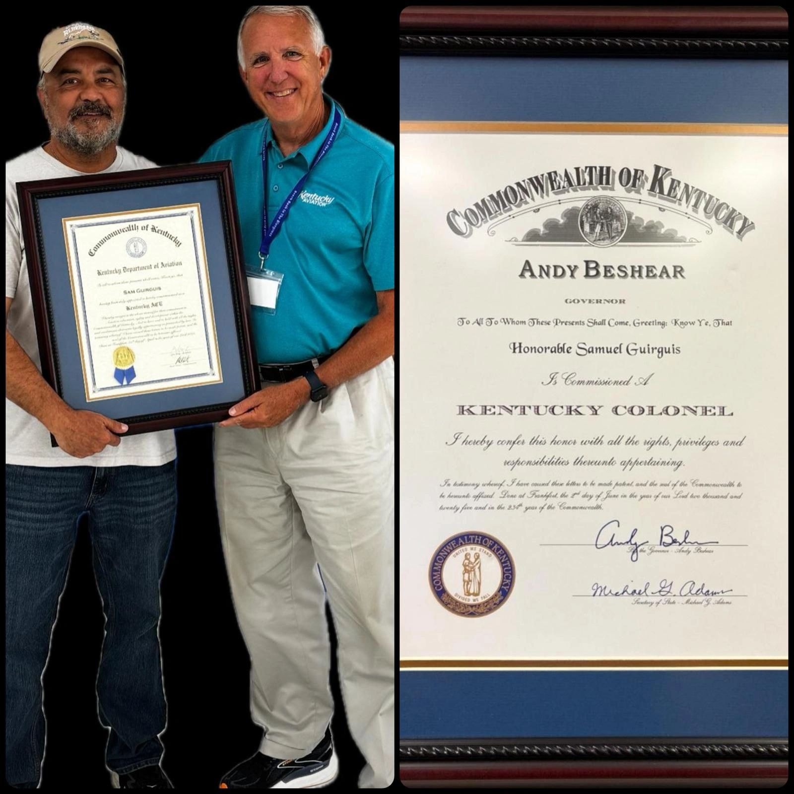 Samuel Guirguis receiving the Kentucky Colonel award
